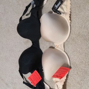 Paramour Bra 34G x 2 - One Nude and One Black Convertible Bras